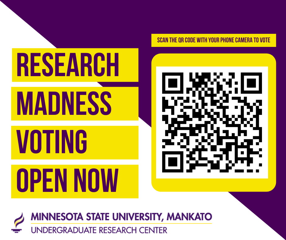 URC_MSUMankato's tweet photo. In the spirit of March Madness, the URC will be hosting a bracket competition for the world's top (or most interesting) researchers! Voting for round one is open now until March 22nd at 11:59 pm. You can vote at the link or by scanning the QR code below.
https://t.co/JneNPSmBVy https://t.co/pTHVPJPrPf