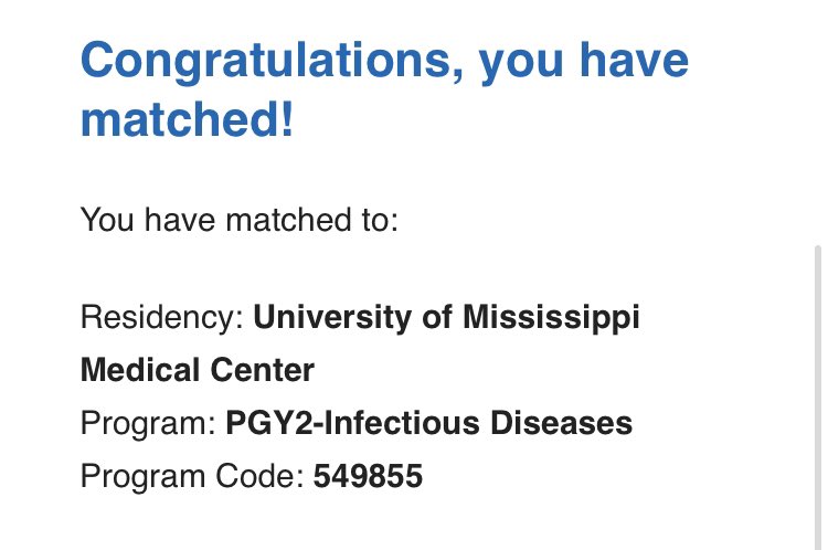 I’m going to be an ID pharmacist!!! Excited to join the profession and #IDtwitter! #Match2022 #RxMatchDay