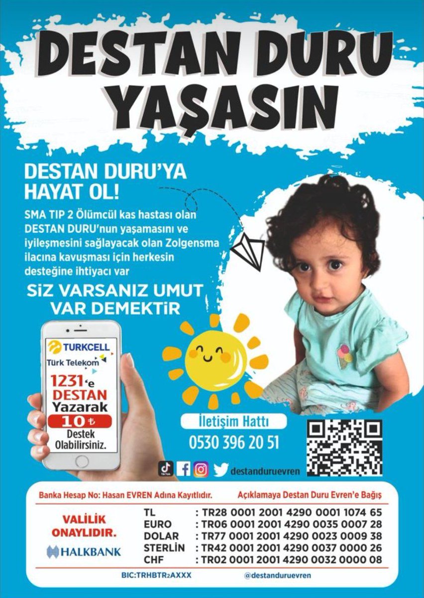idem624553461's tweet photo. 🎈 #destanduruyahayatol 🎈
Yaşayabilmem için ZOLGENSMA ilacına ihtiyacım var,neolur beni unutmayın,bu acılardan sonra ÖLMEK İSTEMİYORUM 😔
#destanduruyahayatol @DuruDestan https://t.co/Il00sW1Vnm