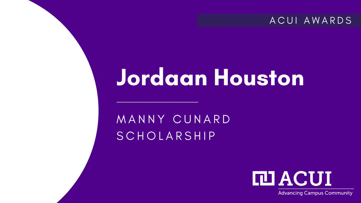 ACUItweets's tweet photo. Congratulations to Jordaan Houston from @georgiastateuniversity, the 2022 recipient of the Manny Cunard Scholarship! #ACUI22 https://t.co/errcuD6bKc