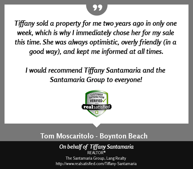 RealEstateTSG's tweet image. How could this not make me smile? I'm honored. realsatisfied.com/Tiffany-Santam… via @realsatisfied