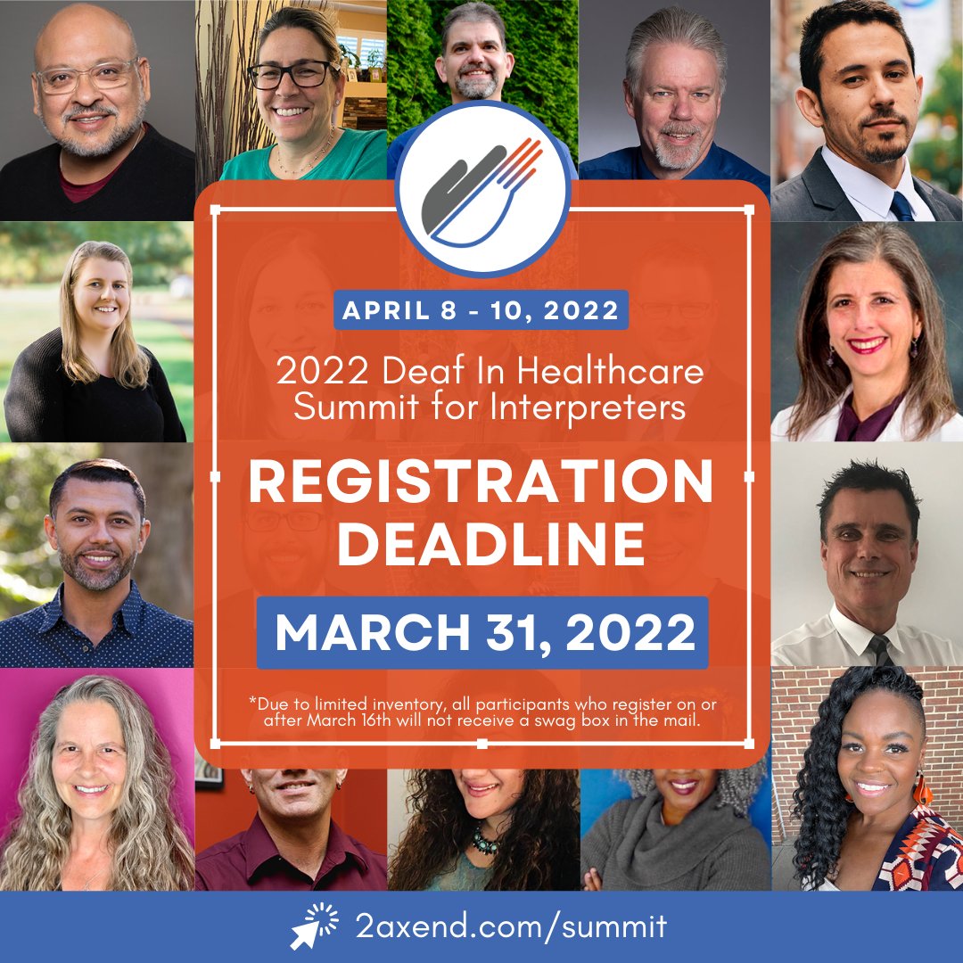 We’re excited to share that we received more than 100 registrations over the past several days for the 2022 Deaf in Healthcare Summit for Interpreters!

1/