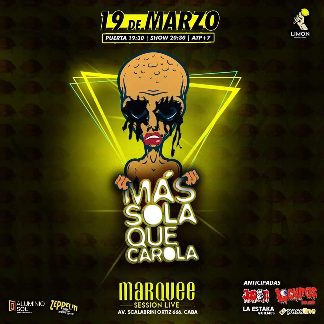 Este Sábado 19 || 20.30 Hs
Más sola que Carola en el Marquee!

#massolaquecarola #show22 #recitales #CABA