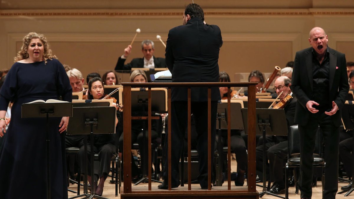carnegiehall's tweet photo. .@Andris_Nelsons led the @BostonSymphony Orchestra in two performances: Ives, Unsuk Chin w/ Leonidas Kavakos, &amp; Berlioz, followed by Berg’s “Wozzeck” w/ Bo Skovhus, @HeldenMommy, &amp; @canycmezz. Explore upcoming events: https://t.co/lRv1jfsuB8 https://t.co/5OOTVeq5NX