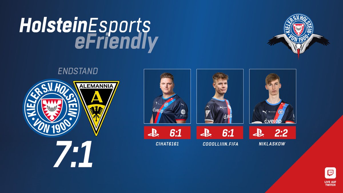 HolsteinEsports's tweet photo. Wir bedanken uns bei @ATSV1900eSports für das eFriendly.
Es hat uns viel Spaß gemacht!👍
#HolsteinEsports💙🤍❤️ #eStorks🎮 #FIFA22 #eFriendly https://t.co/lBilUqLq75