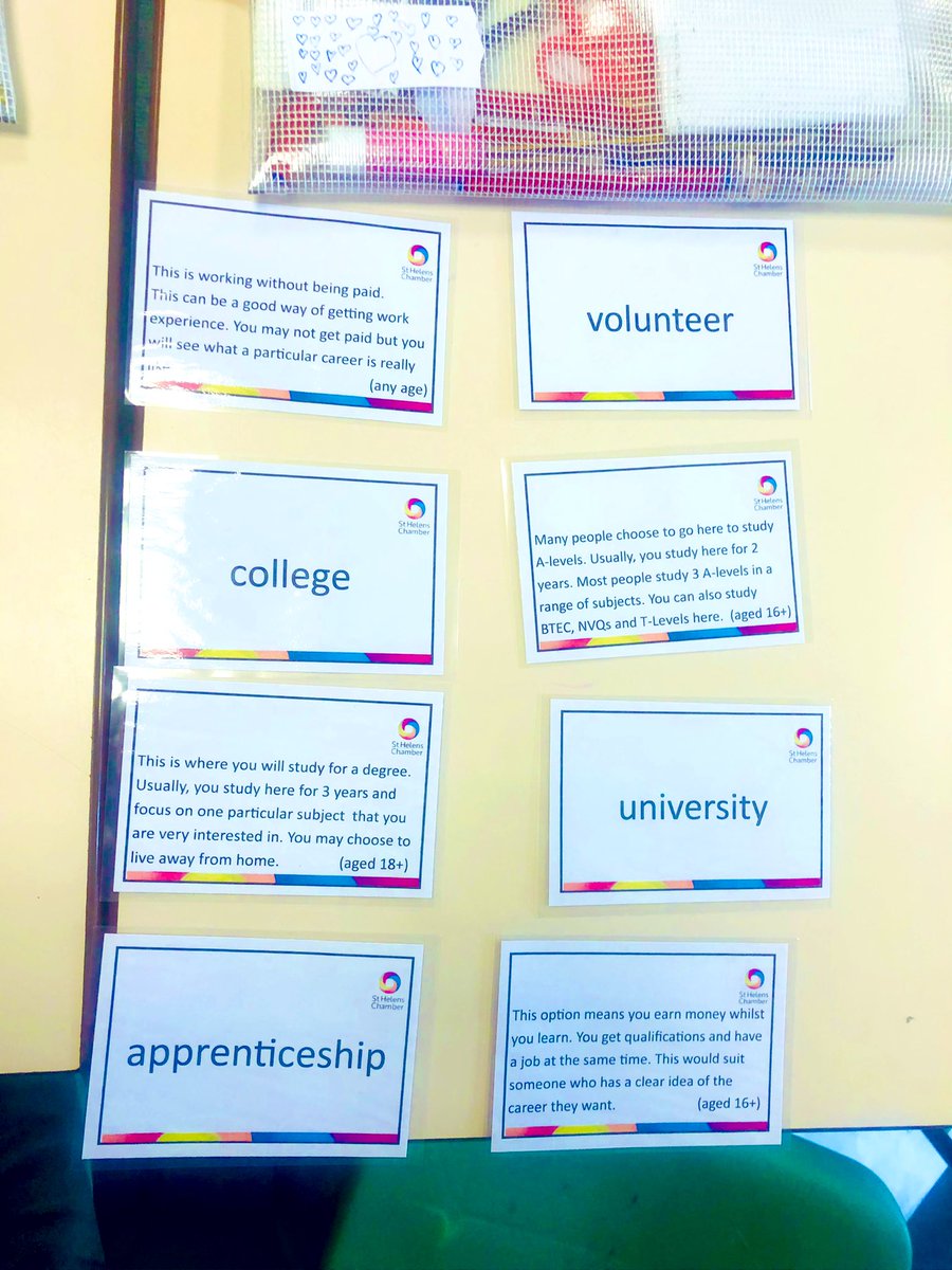 Miss_Brown___'s tweet photo. We had a great second session with @StHelensChamber yesterday, who discussed all the possible routes into different jobs. I think I had more fun than the kids playing top trumps (I obviously won 🏆😂) #pgce #teacher #primaryschool https://t.co/pu10bfNuLn