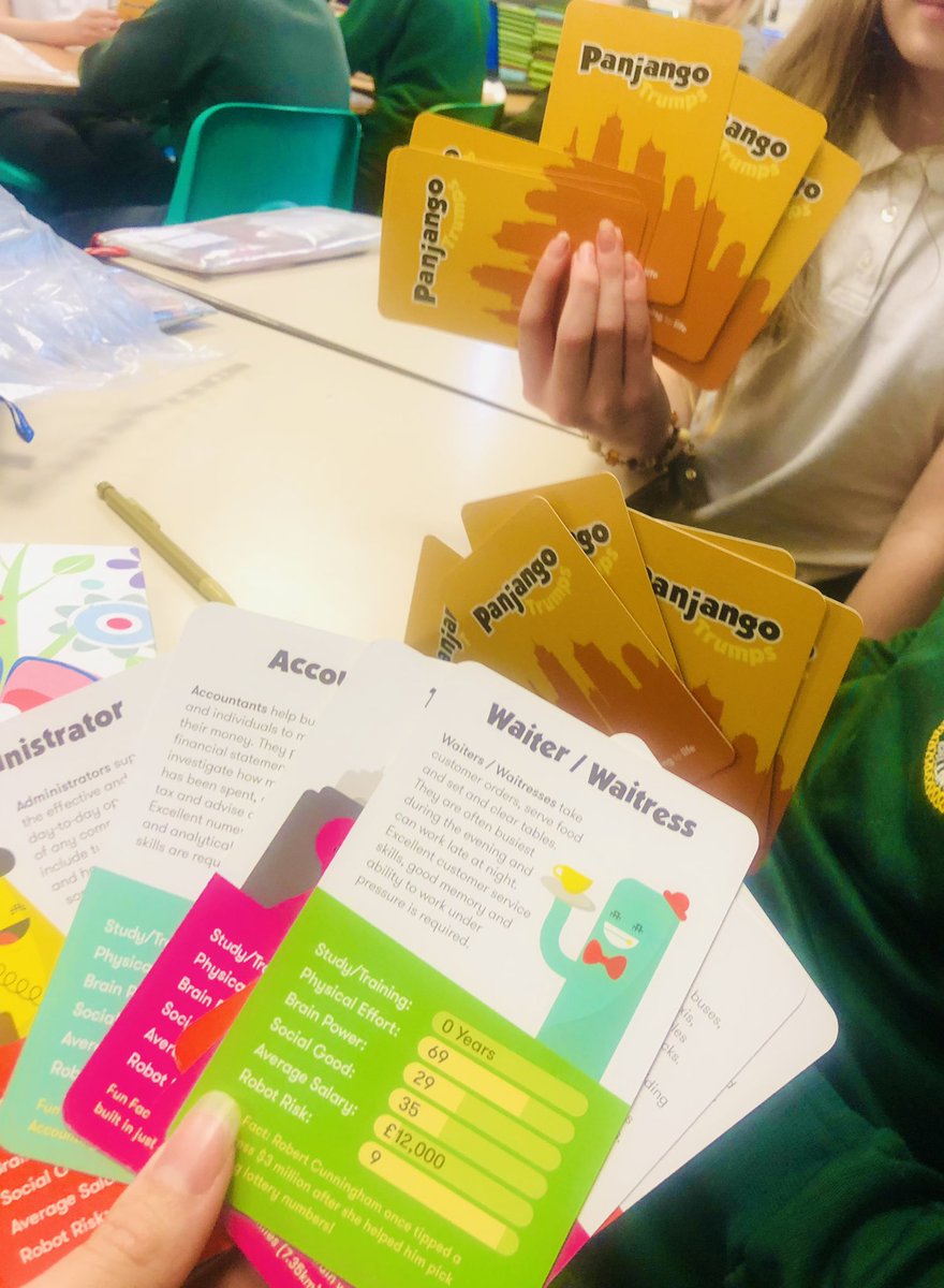 Miss_Brown___'s tweet photo. We had a great second session with @StHelensChamber yesterday, who discussed all the possible routes into different jobs. I think I had more fun than the kids playing top trumps (I obviously won 🏆😂) #pgce #teacher #primaryschool https://t.co/pu10bfNuLn