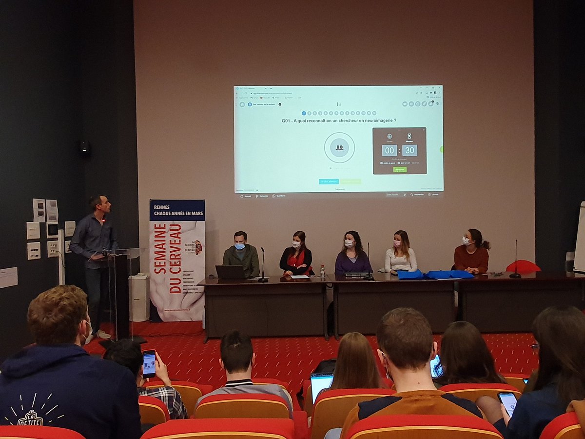 SemCerveau35's tweet photo. Grande conférence quiz organisée par les chercheurs @empenn_lab /Neurinfo (Cc @CHURennes / @Inria_Rennes / @InsermGrdOuest) ! 
Une session interactive, ludique et dynamique pour découvrir le monde de la neuroimagerie 🧠 🤩 https://t.co/i3EveFXe2i