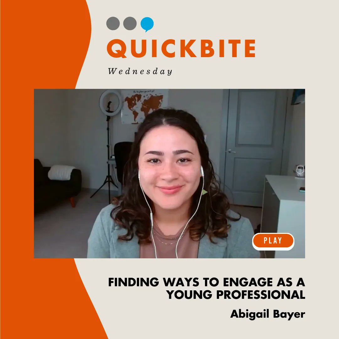 ASAEYP's tweet photo. How can you get more involved in the association community as a #youngprofessional? Abigail Bayer, strategic marketing manager at @aavsb gives some tips in today's ASAE YP's Quick Bite Wednesday: https://t.co/t0Jl6sp8Xu #ASAE #ASAEYP #assnchat #associations https://t.co/NW8hbXZRly