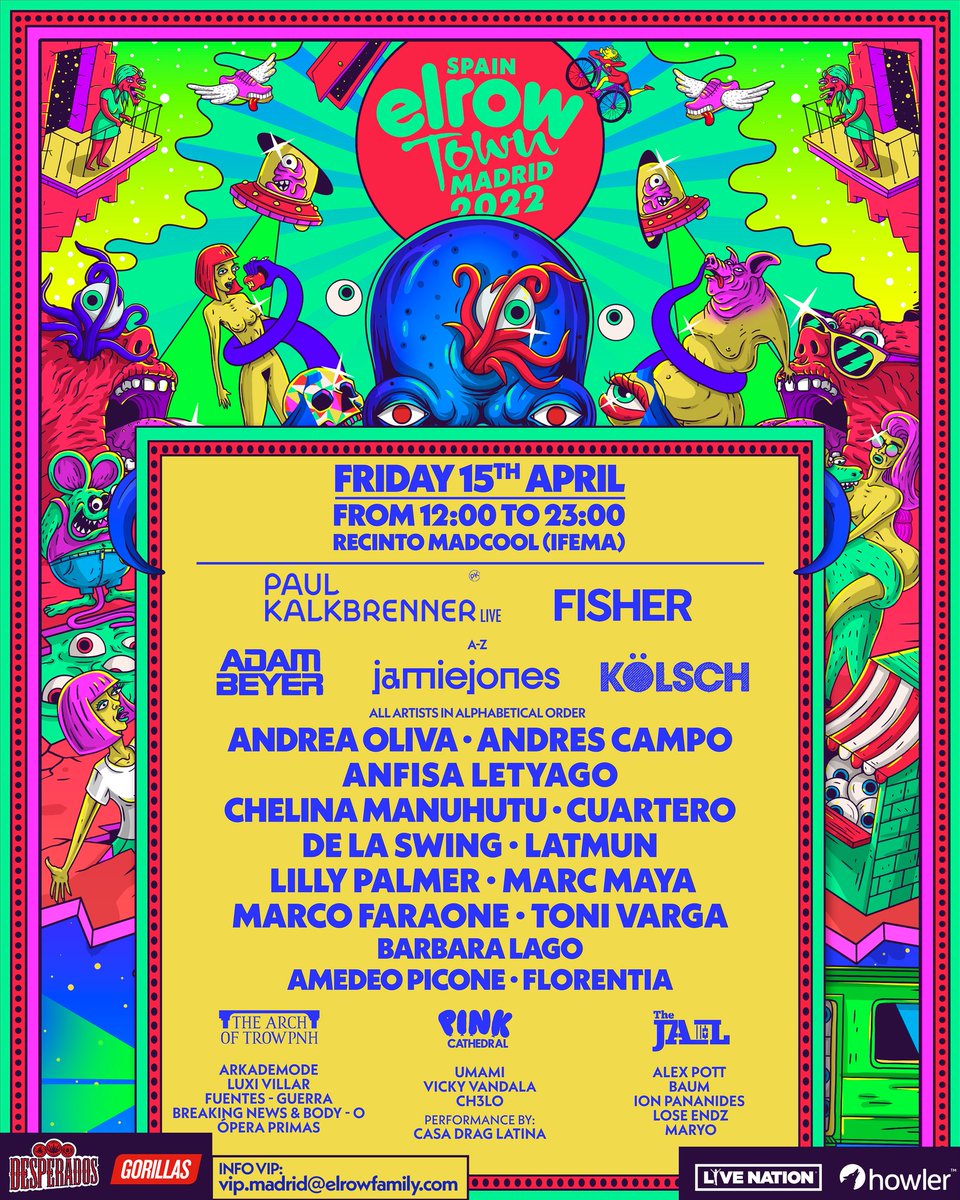 HouseAndujar's tweet photo. 🎉 @elrow_ Town desvela el LineUp para su primera edición en Madrid 🎉

@realAdamBeyer, @paulkalkbrenner, @followthefishtv, @kolschofficial... 🔝💣

https://t.co/j6ZTca8WEh https://t.co/TDyI0YCREX