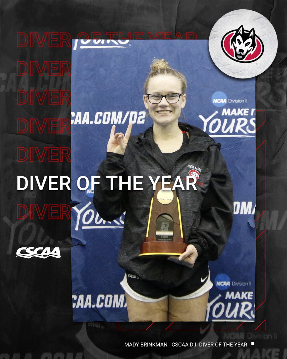 SCSU_SWIMDIVE's tweet photo. NEWS | Deters &amp; Brinkman Earn @CSCAA Honors, All-America Honors Announced

📰 https://t.co/b0f3jMnBUb

#AllAsideHuskyPride 🐾 https://t.co/EchsRP1eOZ