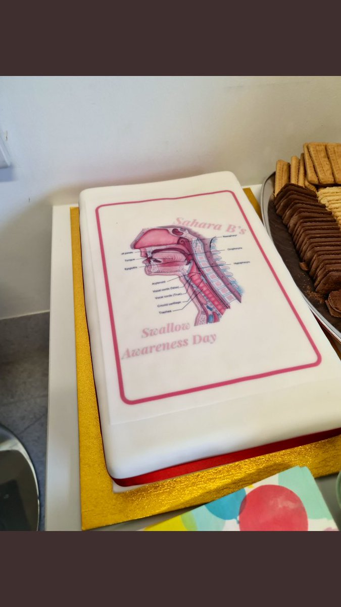 EllaGregorySLT's tweet photo. Great day raising awareness of dysphagia and our role (and the cake wasn’t half bad either 👀) #SwallowAware2022 https://t.co/iy7PHh9XQM