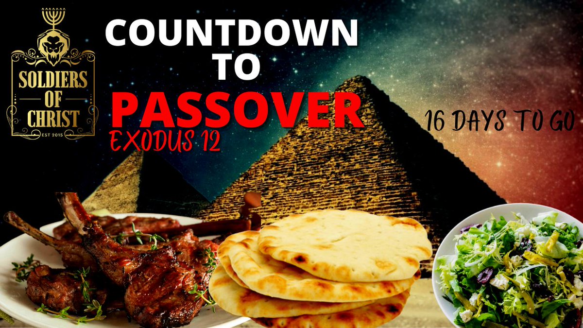 ZaSoldiers's tweet photo. The Passover:  Count Down ⏳

Exodus 12:14 
[14] And this day shall be unto you for a memorial; and ye shall keep it a feast to the LORD throughout your generations; ye shall keep it a feast by an ordinance for ever.

Visit the Website: https://t.co/tH0LtZy0AC

#SOC #Easter #God https://t.co/6TCk2FpWkQ