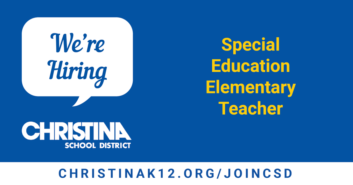 ChristinaK12's tweet photo. We're #NowHiring a Special Education Elementary Teacher at Wilson Elementary School. Apply online to #JoinCSD: https://t.co/gGUMWIaZpC
📌 View all job openings: https://t.co/A7Wr8wud6o
#EduJobs #netde #hiring #specialeducation #teacher #WilsonES https://t.co/SsYvh0oMKx