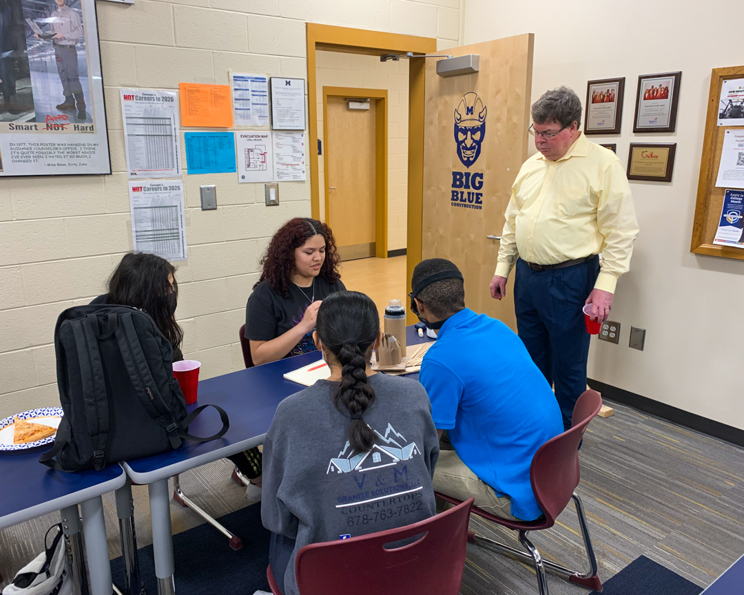 smallwoodinc's tweet photo. As part of the ACE Mentor Program, Jim Chamberlain and Alayna Jacoway visited Marietta High School to speak with students about what they can expect during their college education in Architecture. Learn more about the @ACEMentorATL here: https://t.co/ayd2ft883Q https://t.co/yuHRnlUTcU