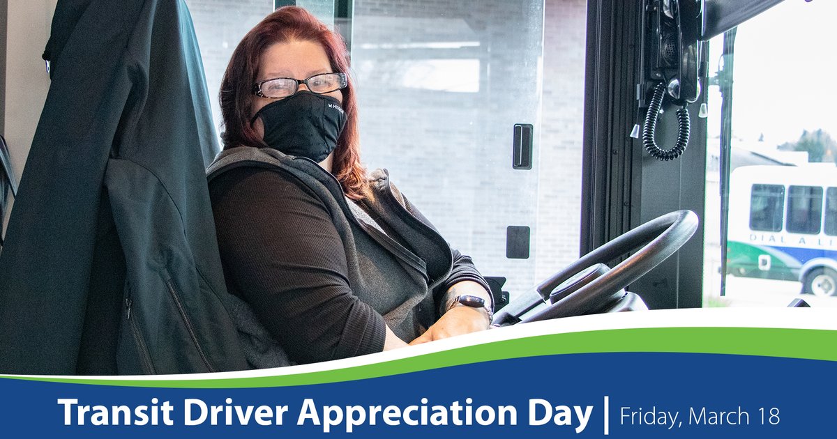 intercitytransi's tweet photo. Celebrate Transit Driver Appreciation Day through 3/18! Share your appreciation for the people who get you where you need to go by saying "thank you". Tell us how your transit driver makes your day or trip better below using #tdad and weโll share your comments. #IntercityTransit https://t.co/LREG6jcGg4
