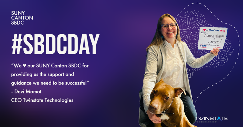 _Twinstate's tweet photo. Today we celebrate and give thanks to our awesome, local SBDC, @SUNY Canton SBDC. Your support and guidance directly impacts our success. It's a simple formula, support + guidance = success! Thank you for all you do to impact small businesses across the North Country. #SBDCDay https://t.co/7B5cZUYTP0
