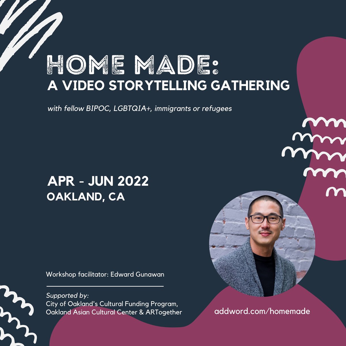 edward_gunawan's tweet photo. I'm hosting this Video Storytelling Gathering/Workshop in April-June 2022 in Oakland, CA. More info: https://t.co/US33pFsuKd. https://t.co/Oa6oNSwlsA