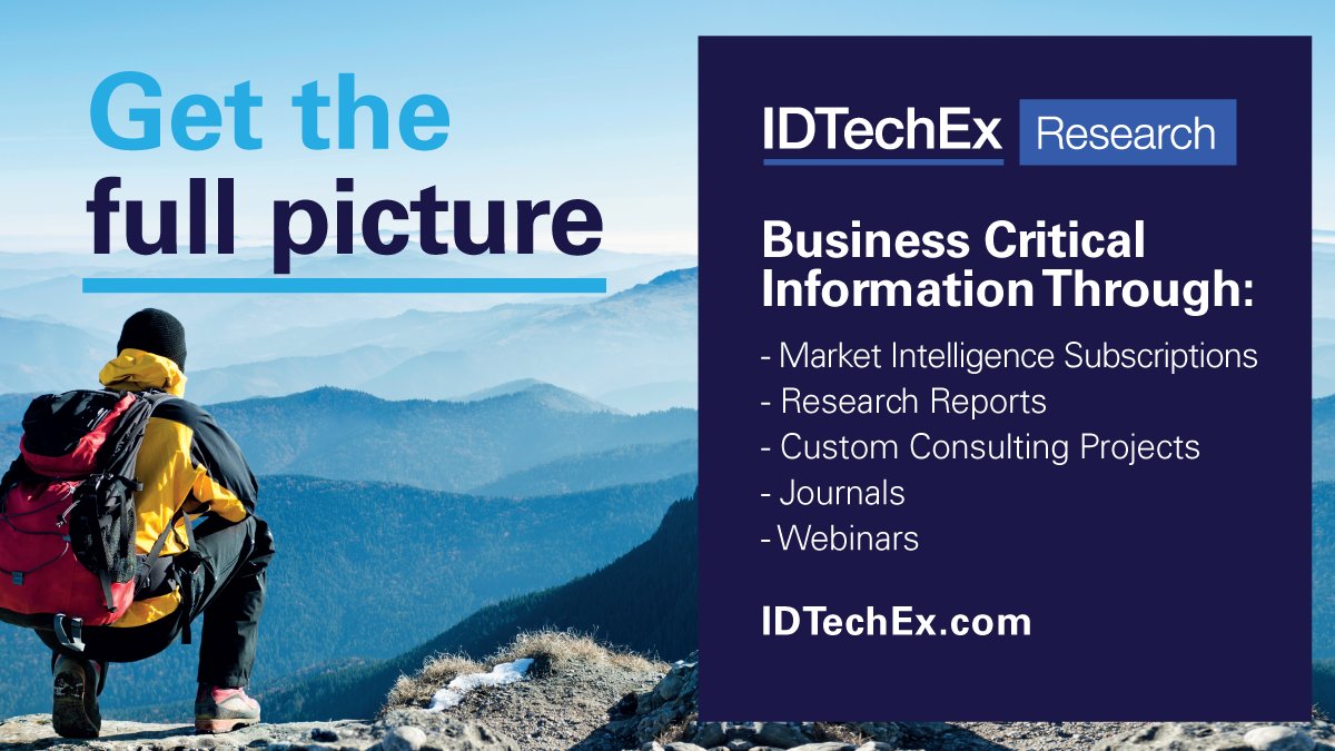 IDTechEx's tweet photo. IDTechEx provides clarity on emerging technologies through impartial business intelligence, helping your business grow.

Topics include: #5G, #6G, #AdvancedMaterials, #ElectricVehicles, #EnergyStorage, #AgTech, #PrintedElectronics, #Wearables &amp; more: https://t.co/xn6XQeLokH https://t.co/OAKCy7KPwN