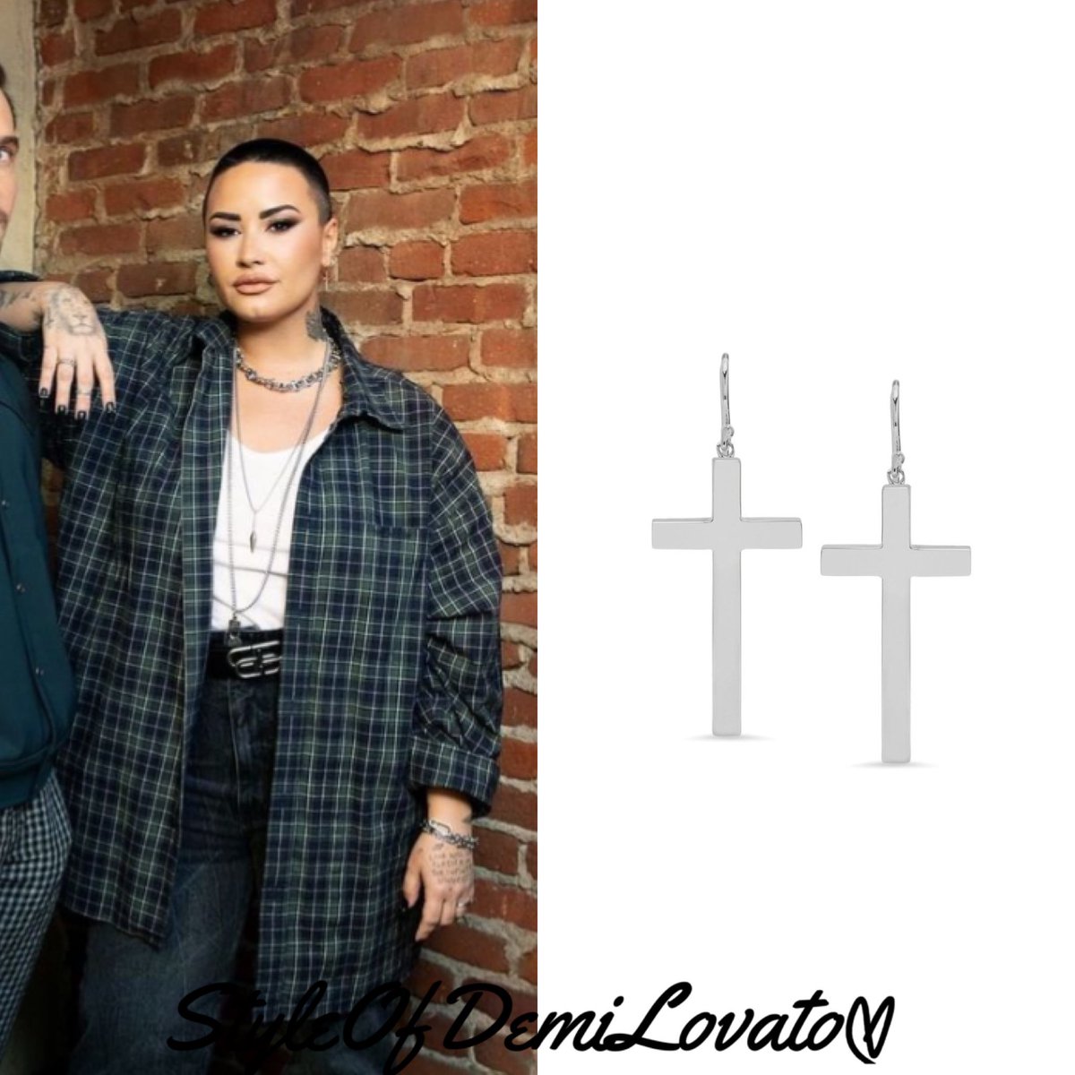 Demi Lovato <a href="/ddlovato/">Demi Lovato</a> |  @/winnetkabowlingleague ‘s Instagram announcing their new song “Fiimy” | February 5, 2022

Wearing black regular-fit Jeans ($650) and leather Belt with BB logo buckle ($495) both by @BALENCIAGA 
And <a href="/ESTJewelry/">EstablishedJewelry</a> ‘s mini cross dangle Earrings ($605)