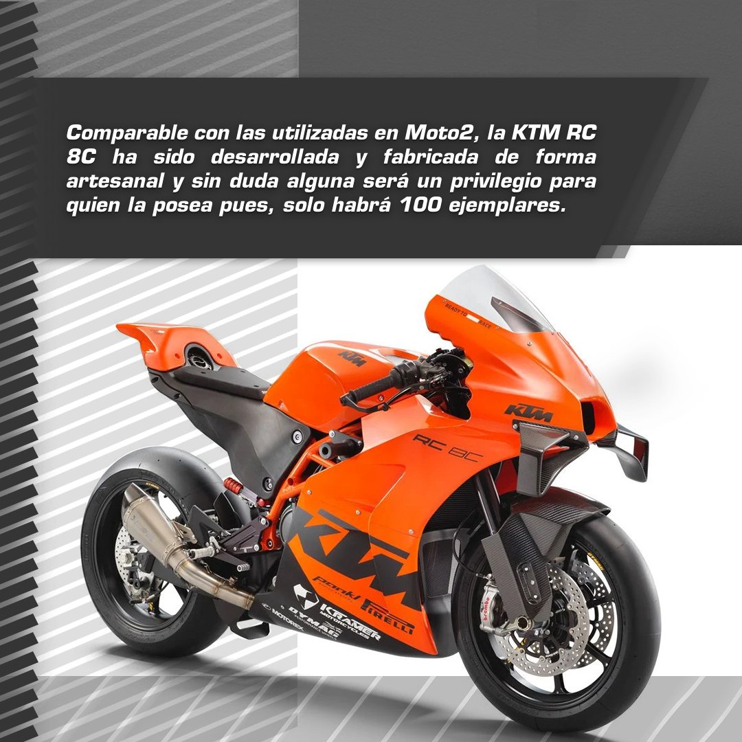 autozulia's tweet photo. En la #RevistaAutozulia queremos hablarles de la #Innovacion que la Austriaca #KTM ha presentado como #RC8C la cual ha sido fabricada de forma artesanal y sin duda alguna será un privilegio para quien la posea ya que solo habrá 100 ejemplares.🔥🏍
#ktimrc86 #MotoGP #tecnologia https://t.co/tE1NyMkM4j