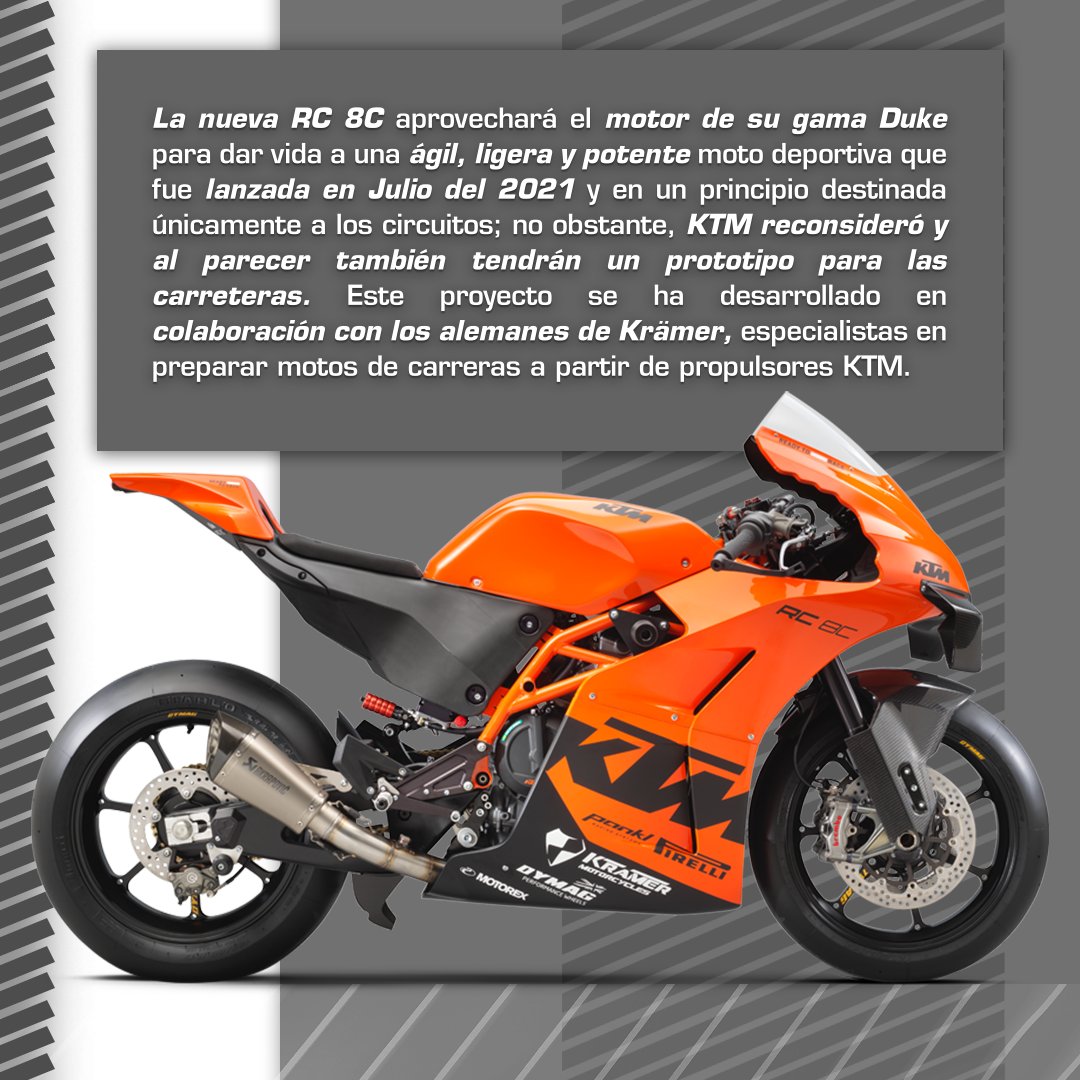 autozulia's tweet photo. En la #RevistaAutozulia queremos hablarles de la #Innovacion que la Austriaca #KTM ha presentado como #RC8C la cual ha sido fabricada de forma artesanal y sin duda alguna será un privilegio para quien la posea ya que solo habrá 100 ejemplares.🔥🏍
#ktimrc86 #MotoGP #tecnologia https://t.co/tE1NyMkM4j