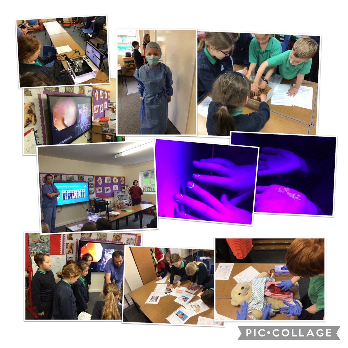StAmandsPrimary's tweet photo. What an amazing @ScienceWeekUK we are having! Another amazing hands on science experience. KS2 children were treated to 'Operation Ouch' led by Mr and Mrs Bignall who gave us an insight into medicine. Thank you for giving up your precious time to show us your skills. https://t.co/42ErDvlC3E