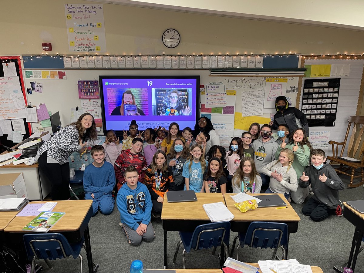 ArrowwoodEagles's tweet photo. Students in and Chamarro’s classroom got to participate in a Meet and Greet with author Chris Colfer. He is the author of the Land of Stories series that the class has been reading.  #growingReaders #arrowwoodeagles https://t.co/ZN9h4MHTbE