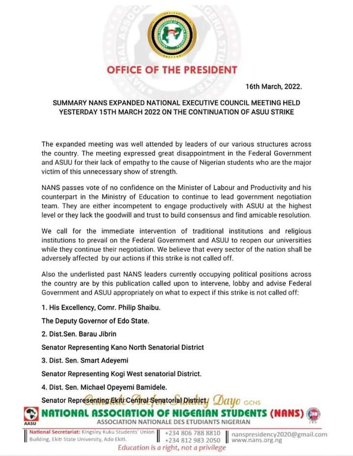officialsugpro's tweet photo. ASUU STRIKE: NANS expresses disappointment, gives FG and ASUU 12-days ultimatum.
Read details 👇 https://t.co/gvNGEwU3WP