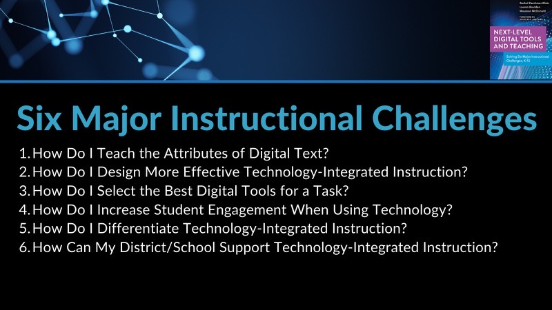 RKarchmerklein's tweet photo. So what's the book about? #NextLevelTechTeaching  provides solutions to 6 real-world instructional challenges confronted by K-12 teachers as they integrate tech. Check it out: https://t.co/0fGDBWVkGq  @DouglasKHartman @djleu #edchat @AACTE @TCPress https://t.co/ONYV7m6OJ6