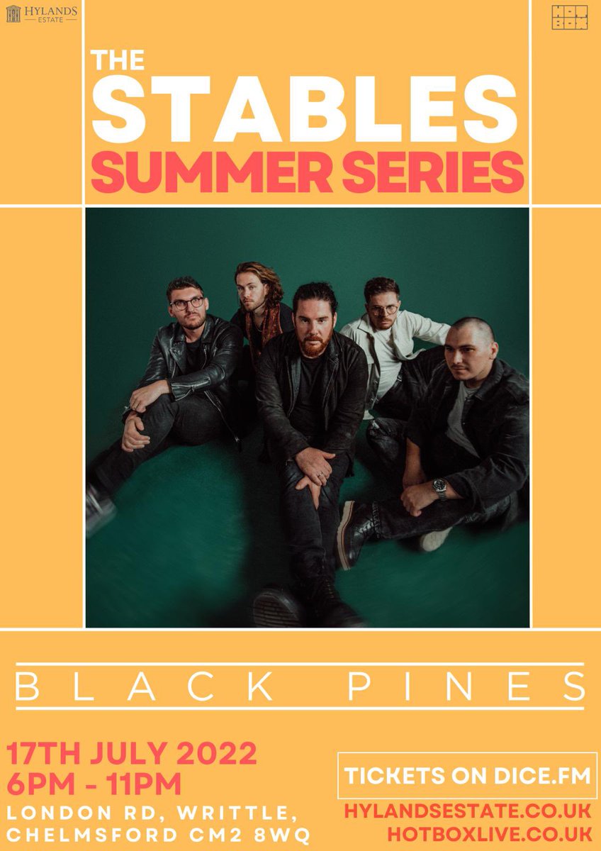 blackpinesmusic's tweet image. Hylands Park, Chelmsford. Mini festival, big old party! Come on down and party with your friendly neighbourhood rock band on the 17th of July 🤘💚🖤 @HotBoxLiveEvent 

Tickets here: 
link.dice.fm/blackpinesthes…