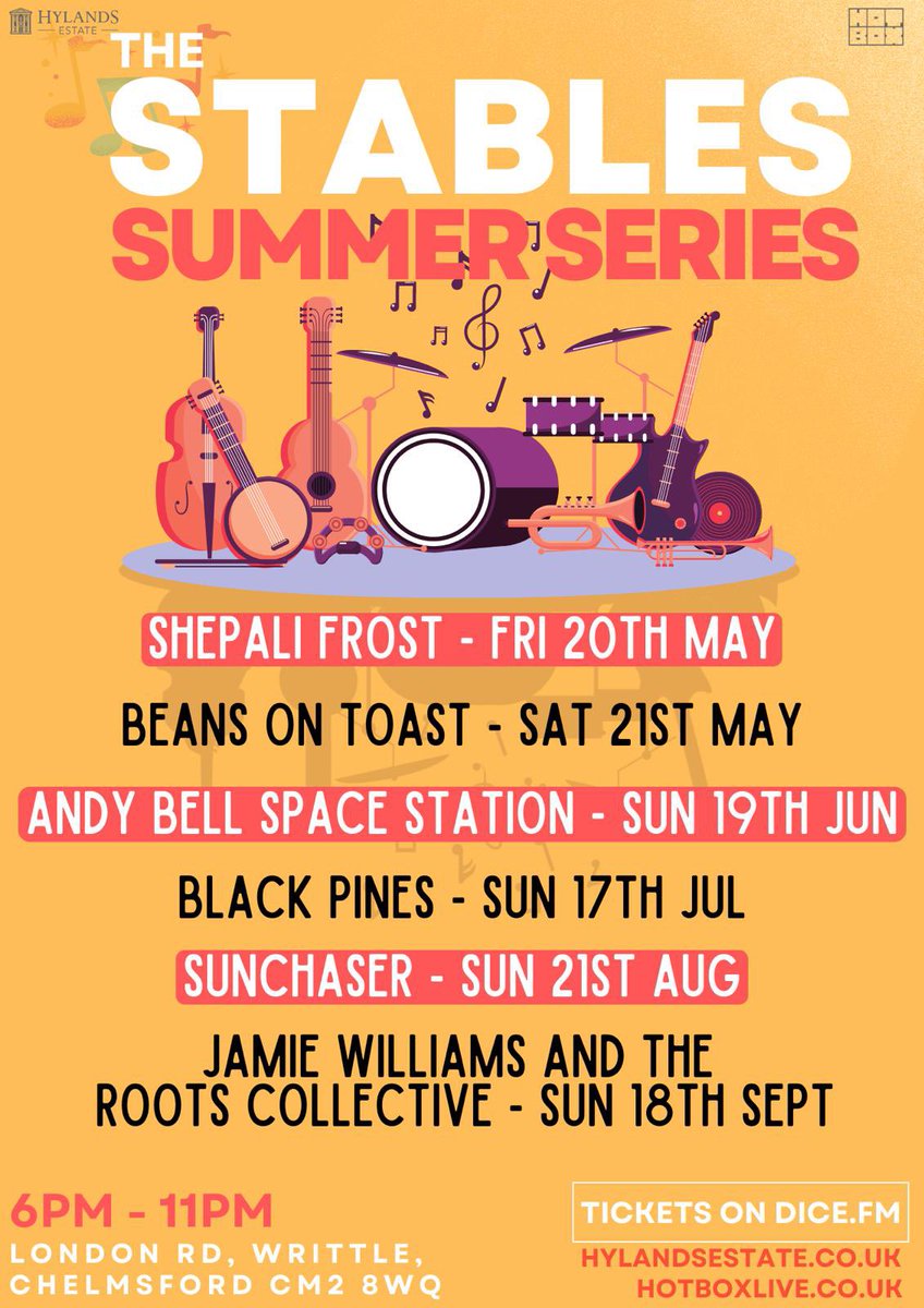 blackpinesmusic's tweet image. Hylands Park, Chelmsford. Mini festival, big old party! Come on down and party with your friendly neighbourhood rock band on the 17th of July 🤘💚🖤 @HotBoxLiveEvent 

Tickets here: 
link.dice.fm/blackpinesthes…