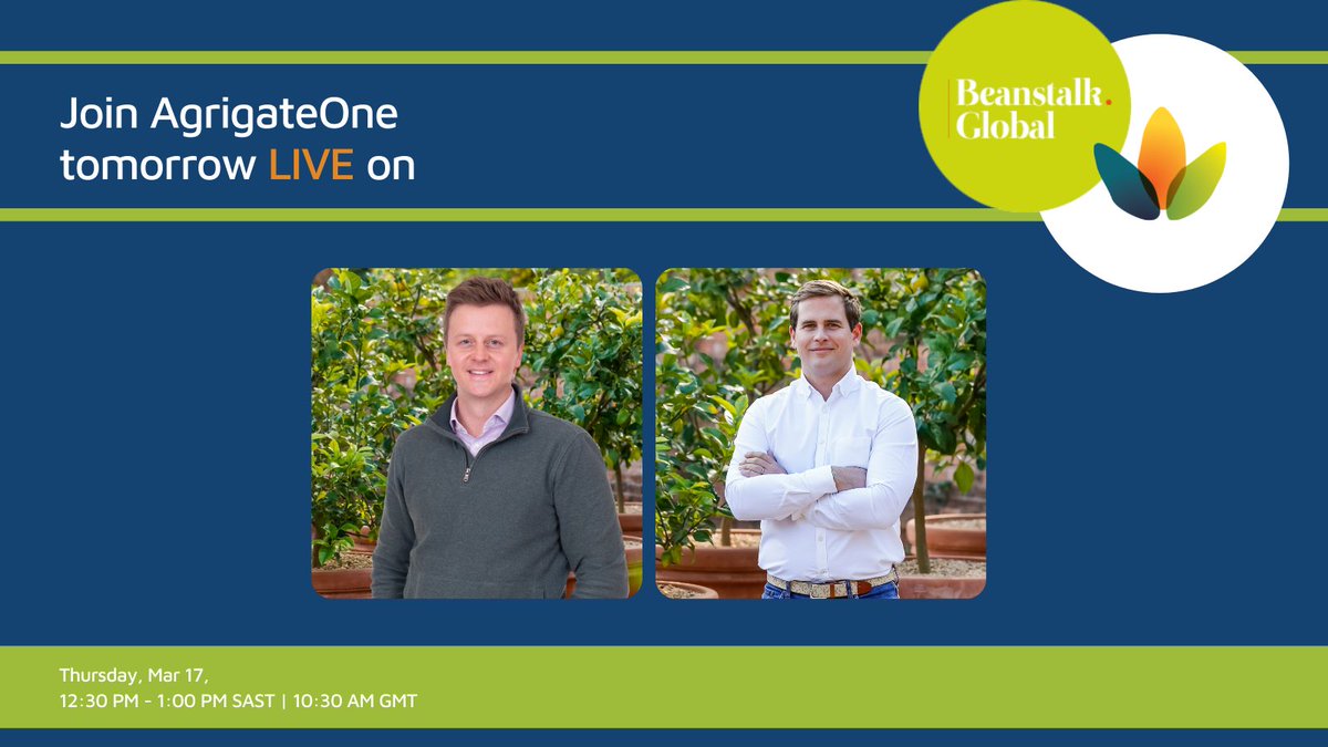 agrigateone's tweet photo. We go live with https://t.co/U4HPQvnrmb tomorrow at 10:30am GMT  | 12:30pm SAST. Follow the link to register and listen in to the broadcast. https://t.co/UX2dGE9Ttl https://t.co/OLlXMHuDu1
