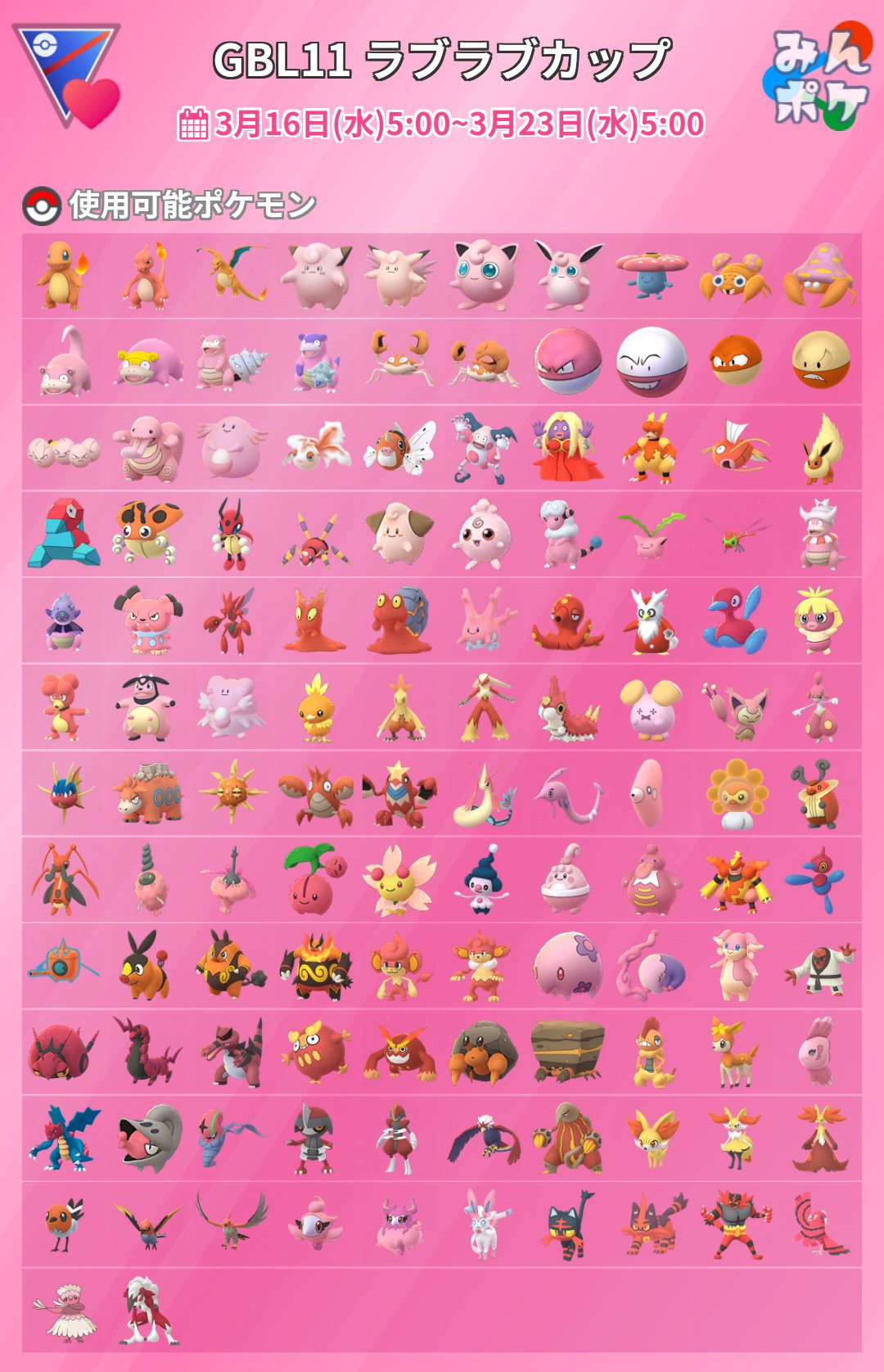 تويتر ポケモンgo攻略 みんポケ على تويتر ラブラブカップ 使用できるポケモンが 更新されました 新たにニャビー ニャヒート ガオガエン オドリドリ めらめら オドリドリ ふらふら ルガルガン まよなか が追加されました T Co Cl7st7gdlr