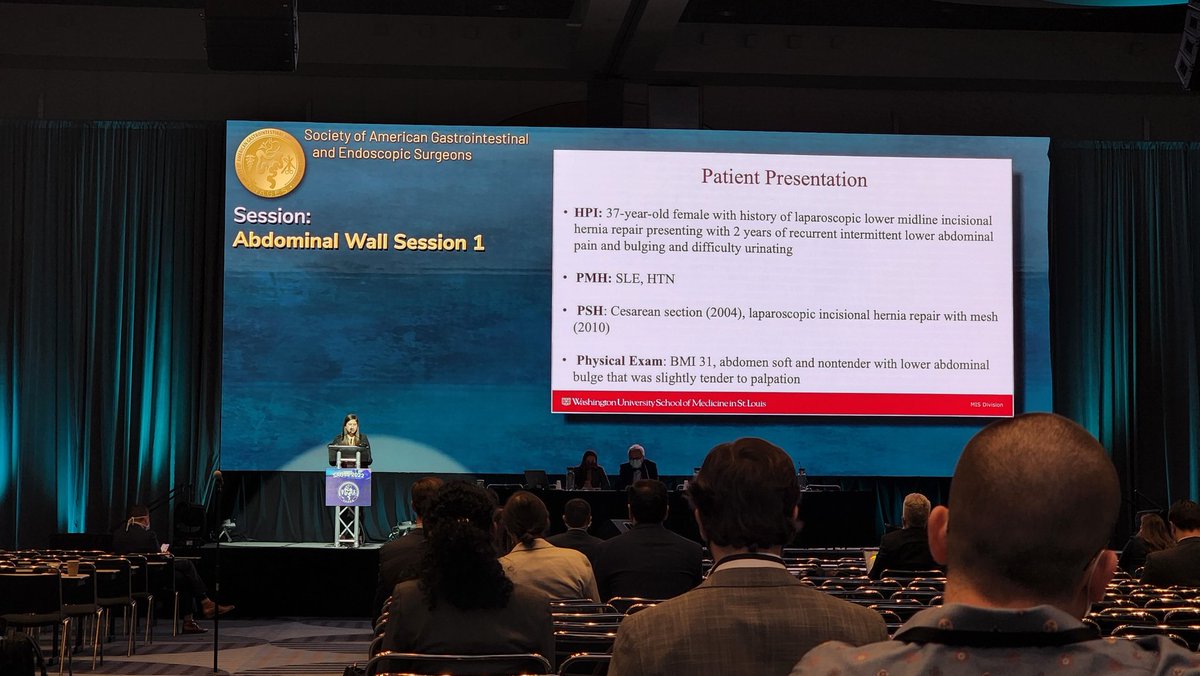 Cam Casson presenting a great video on a complex hernia repair.  <a href="/WashUSurgery/">WashU Medicine Department of Surgery</a> @WashUSurgRes