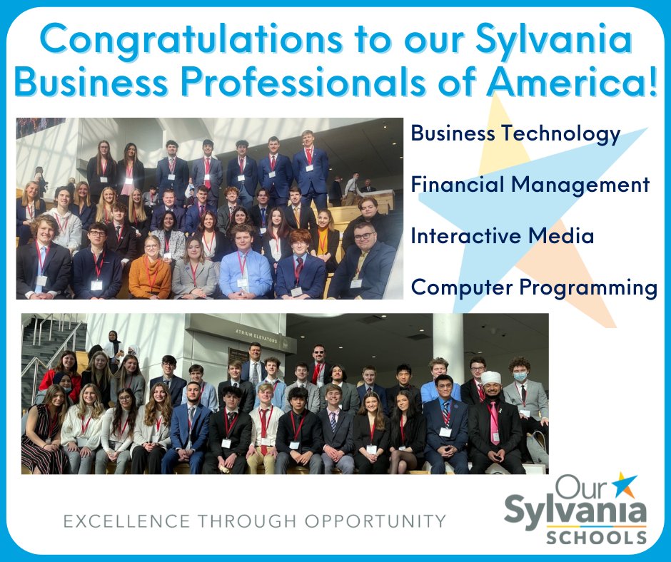 SylvaniaSchools's tweet photo. Congratulations to our Northview &amp; Southview students who competed at the 2022 BPA State Leadership Conference! What a truly talented group of students! https://t.co/WrS041lWjn #SylvaniaStudents #States #HeadingToNationals #BPA #CareerTech https://t.co/zxtwoHSkjJ
