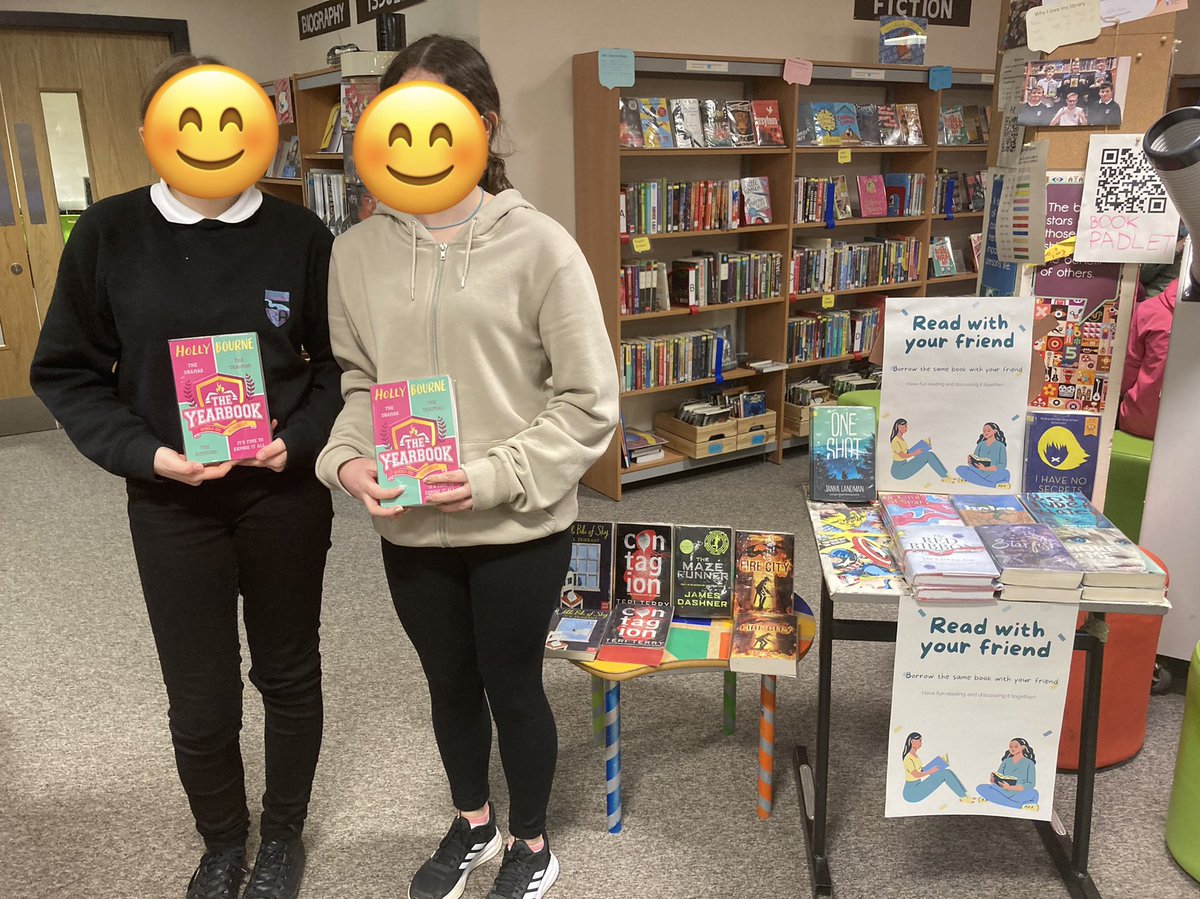 librarykemnayac's tweet photo. Such a simple thing- read the same book with a friend and - it is a hit! We put up the display yesterday and already these great books are disappearing π€© #ReadWithAFriend @KemnayAcademy @holly_bourneYA @Benjamin0liver @monstroso https://t.co/zVZFWHNXee