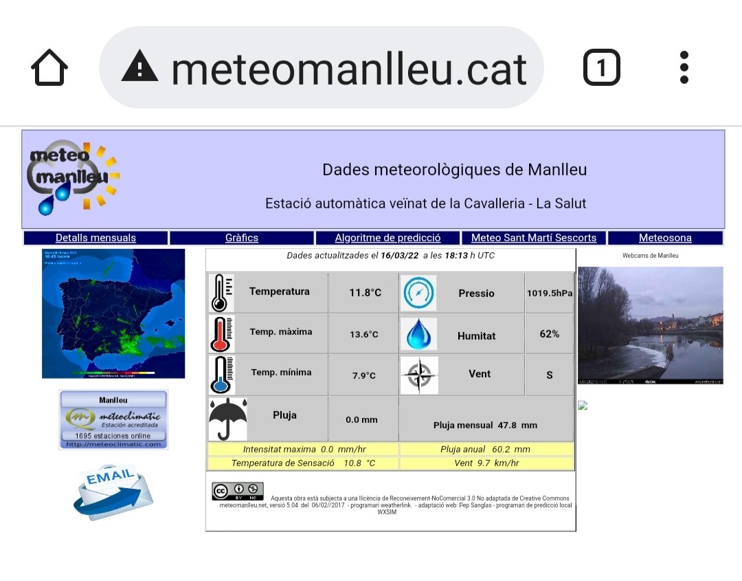 Torna a estar activa la pàgina web de meteomanlleu , ull amb l'adreça que ha canviat a .cat