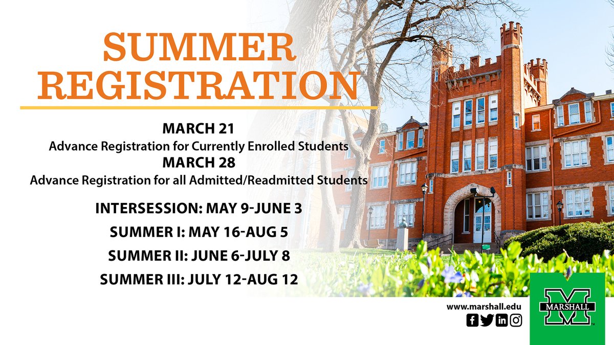 HerdConWV's tweet photo. Summer registration is opening up soon for Marshall University https://t.co/4NRq7iyDSG