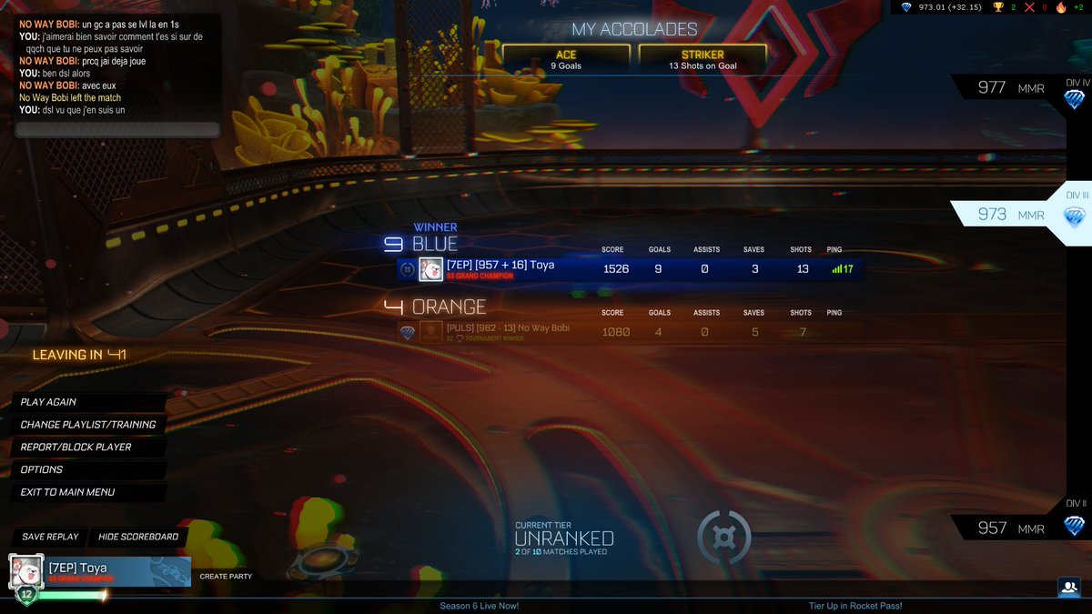 ToyaRL_'s tweet photo. Ça me fera toujours rire ces experts "Tu n'es pas GC". Même si #RocketLeague délivrait un certificat GC à titre individuel ils arriveraient à dire qu'on s'est fait boosté 🤣 https://t.co/1tmqqjMrpr