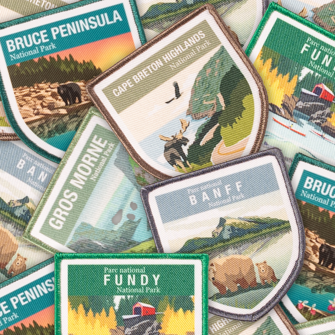 ParksCanada's tweet photo. 🥳 New Vintage crests in stock! Add a touch of originality to any garment 🩳, hat 🎩 or accessory with these #MadeinCanada crests! 🇨🇦

Check out the selection available at the Parks Canada Shop: https://t.co/lkWUCj4RTW https://t.co/K3CwzVFmF2
