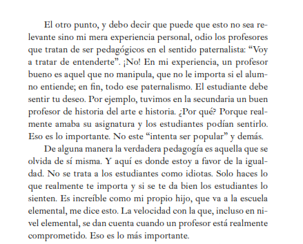 felipesantell's tweet photo. "En mi experiencia, un profesor bueno es aquel que no manipula, que no le importa si el alumno entiende; en fin, todo ese paternalismo. El estudiante debe sentir tu deseo.  Por ejemplo, tuvimos en la secundaria un buen profesor de historia del arte e historia. ¿Por qué? https://t.co/YnoQm0Wxg5
