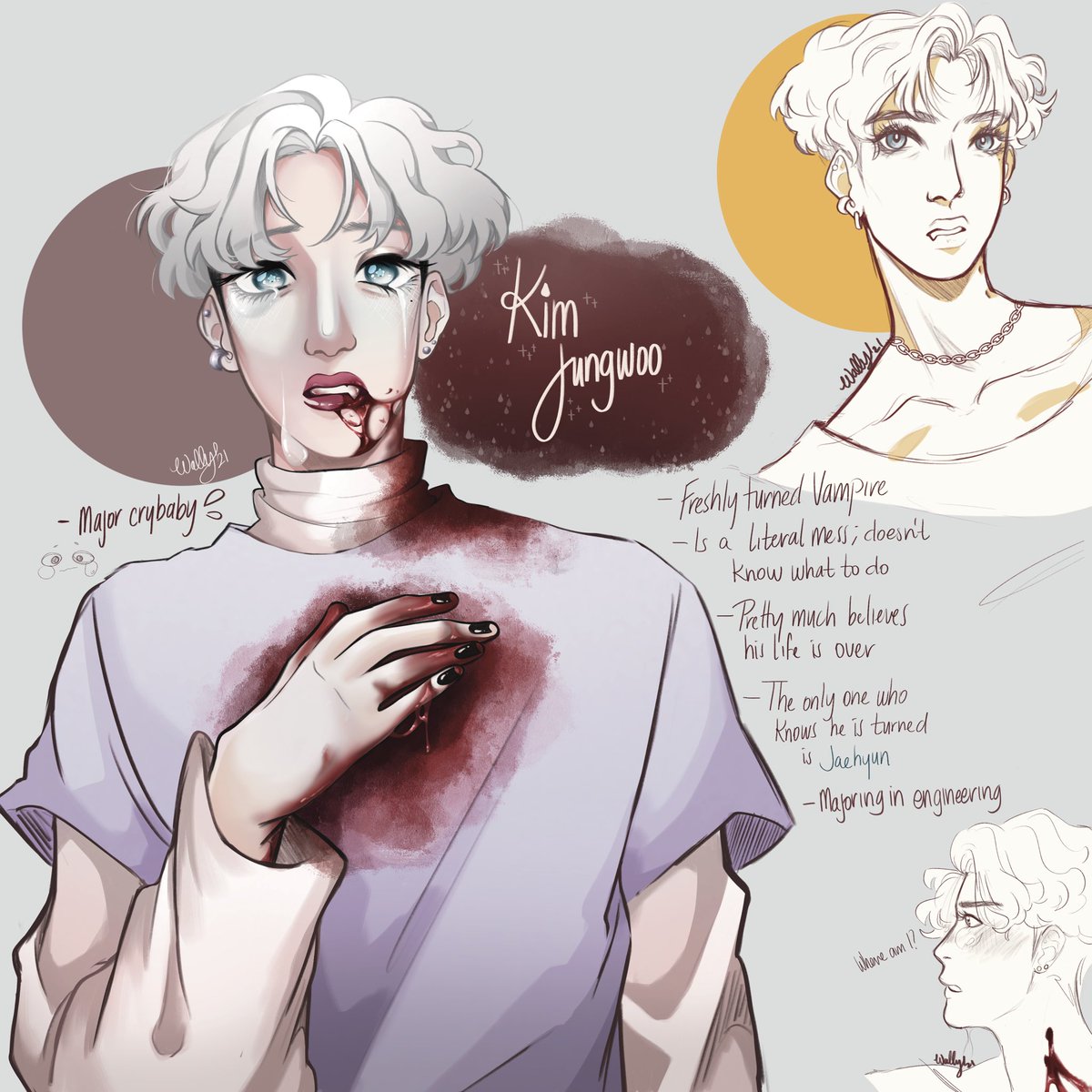 Old art for a vampire!nct au I had planned out but never got around to posting. Most are incomplete because I just ran out of inspiration, but my art fluctuated so much when drawing these lol 