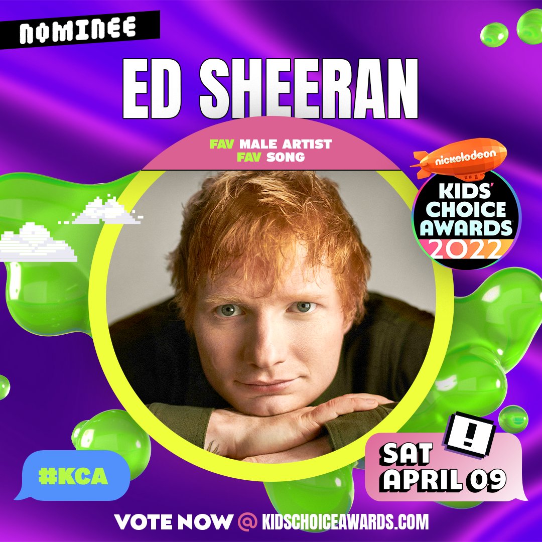 edsheeran's tweet photo. Don't forget to vote for Ed in this year's @Nickelodeon Kid's Choice Awards, he's nominated in the 'Favourite Male Artist' and 'Favourite Song (Bad Habits)' categories 🧡
https://t.co/3fxW4WK7dJ https://t.co/VGeU4uxMNC