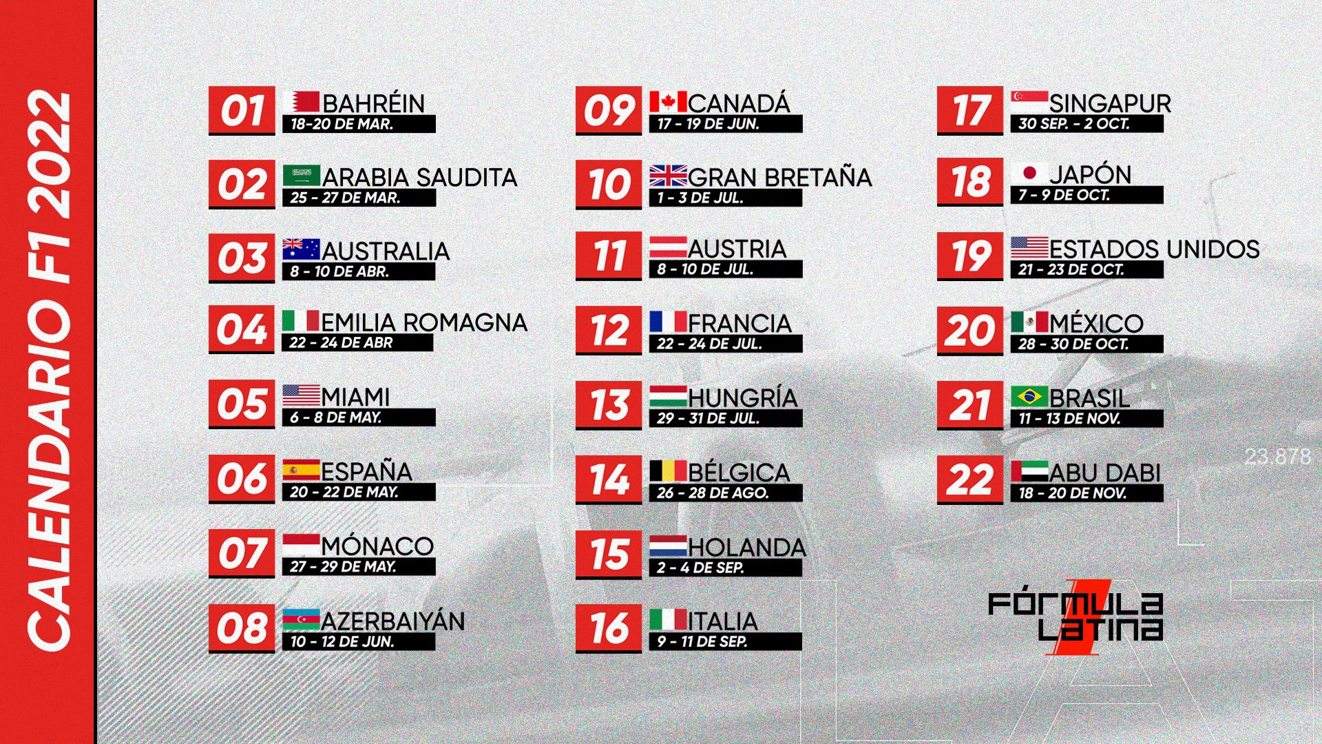 Formula Latina Podcast On Twitter CALENDARIO F1 2022 Esta Semana Formula latina podcast on twitter calendario f1 2022 esta semana