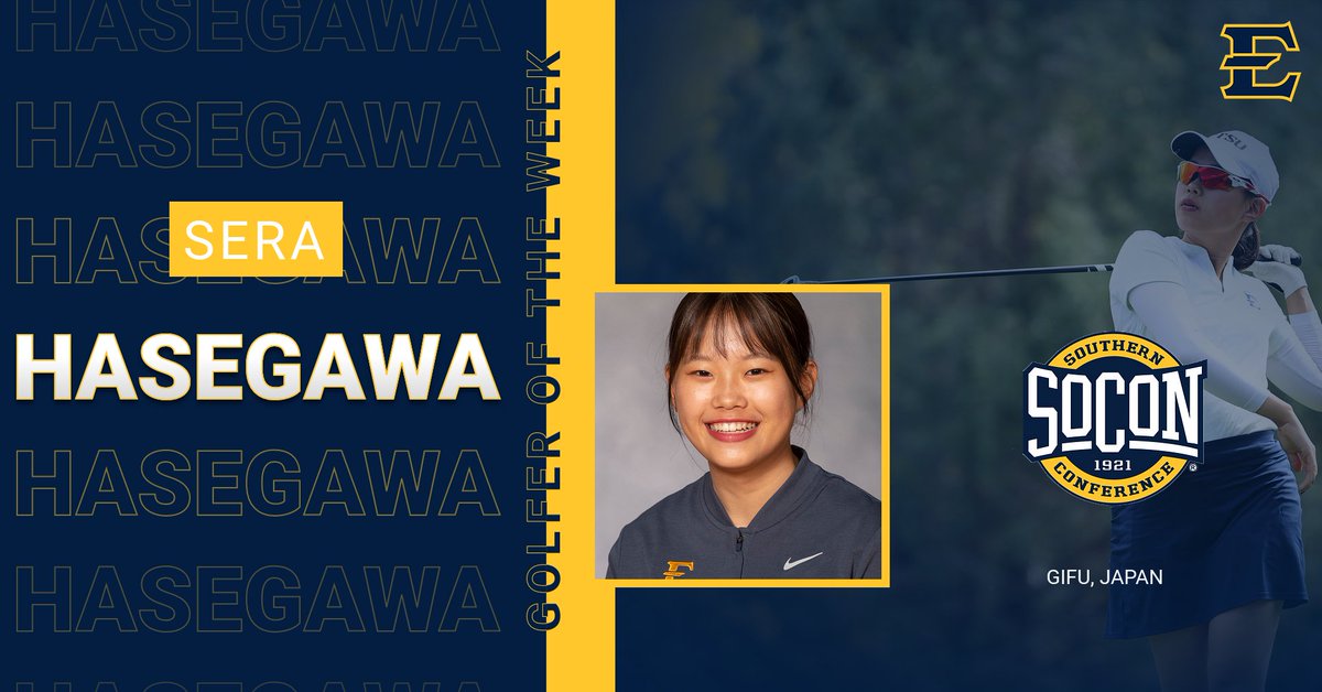 ETSUWomensGolf's tweet photo. ⛳️ 𝙂𝙊𝙇𝙁𝙀𝙍 𝙊𝙁 𝙏𝙃𝙀 𝙒𝙀𝙀𝙆 ⛳️

Sera Hasegawa has been named the SoCon Golfer of the Week after tying for second place at the 2022 Clover Cup this past weekend!

Congratulations Sera 🎉

#ETSUTough https://t.co/rJu4w0WVZa