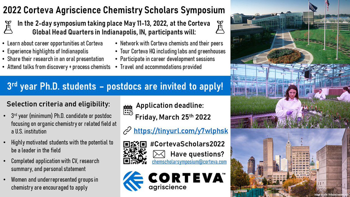 🚨Only 9 DAYS left to apply for our Corteva Chemistry Scholars Symposium! 🚨 
Come learn about #agchem, share your innovative research &amp; see some robots in between! #CortevaScholars2022 #Chemtwitter
👇🏽LINK👇🏽
corteva.recsolu.com/app/collect/ev…