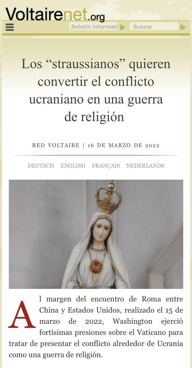 CelesteSaenzM's tweet photo. https://t.co/BK1yxr6Aym
🆘Invocando mensaje de Fátima, Rusia será presentada como causa del problema y luchar contra ella será considerado un deber religioso para católicos Históricamente los creyentes que se embarcan en guerras de religión pierden totalmentecapacidad de razonar https://t.co/tWsRD1Ry74