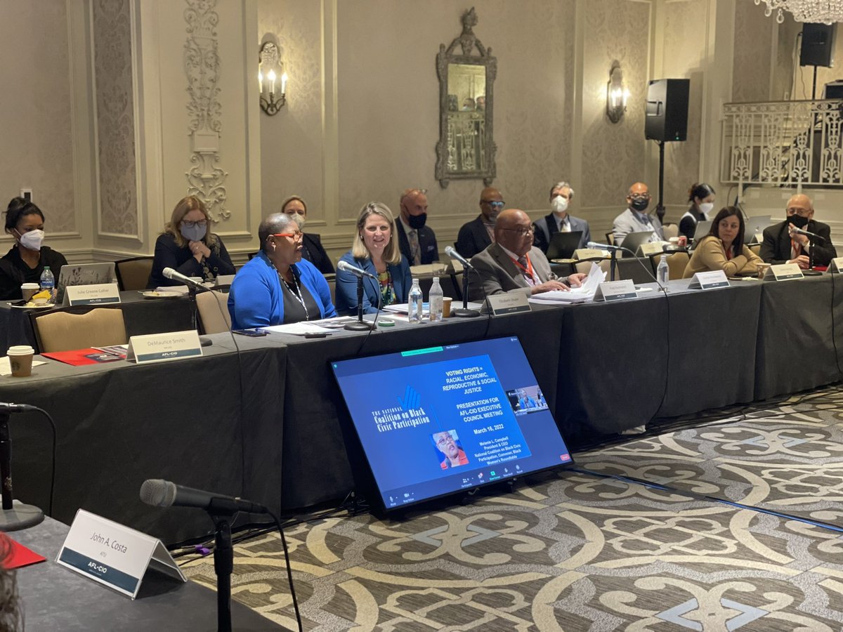 NCBCP's tweet photo. Today, our President and CEO, Melanie Campbell, spoke at the meeting of the Executive Leadership Council of the @AFLCIO to discuss voting rights. #ProtectOurVotingPower https://t.co/lT0A28whxF