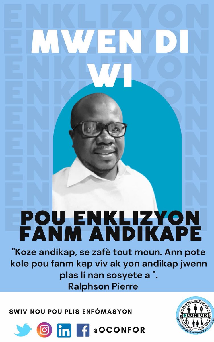 RalphsonPierre's tweet photo. #OCONFOR Campagne de sensibilisation "Droits à l'égalité pour tous"
Partie #8 @RalphsonPierre
#oconfor #Haiti #inclusion #handicap @oconformation2 @LeonardColin #Haiti https://t.co/SUMrAtWw8f